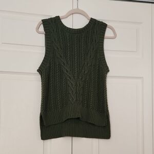 Green Cable Knit Sleeveless Sweater